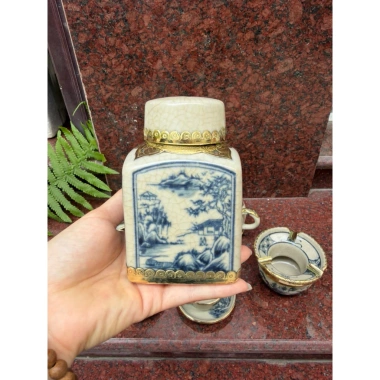 Ấm chén bọc đồng men rạn dáng hồng Bát Tràng – Giá ưu đãi 250.000đ, chất liệu đồng & men 5