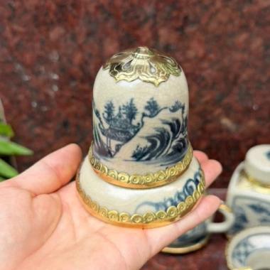 Ấm chén bọc đồng men rạn dáng hồng Bát Tràng – Giá ưu đãi 250.000đ, chất liệu đồng & men 6