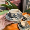 Ấm chén men rạn cổ Bát Tràng - Bộ Trúc Lâm Thất Hiền, Cổ Tự gốc Tùng, Nhị Cảnh Sơn Thuỷ quai đồng - Giá ưu đãi 260.000₫ 2