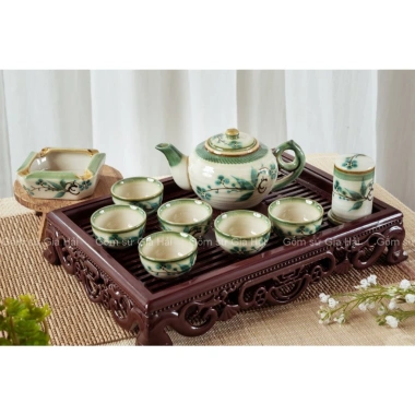 Ấm chén men tro Bát Tràng Thiết kế truyền thống, chất liệu bền, chỉ 65.000₫