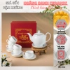 Ấm chén pha trà Bát Tràng men trắng tinh xảo viền vàng cao cấp – giá rẻ, giảm 20%