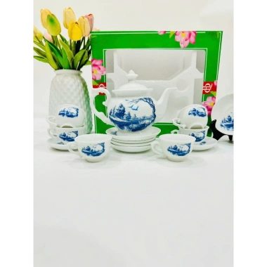 Ấm chén pha trà Bát Tràng men trắng vẽ hoa mai vàng - Phú Quý sang trọng, quà tặng trà 4 Ấm chén pha trà Bát Tràng men trắng vẽ hoa mai vàng - Phú Quý sang trọng, quà tặng trà 4