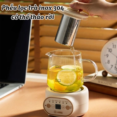 Ấm Điện Thủy Tinh 400W DOMES - Pha Trà Nóng, Giữ Nhiệt 24h, Lõi Lọc Trà Mùa Đông, Quà Tết Ý Nghĩa 328k