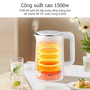 Ấm đun nước điện HODEKT 1.8L/2.3L nhanh, thép không gỉ, 2 lớp chống bỏng, 157.000₫