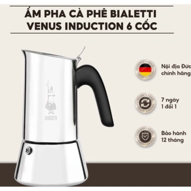 Ấm Pha Cà Phê Bialetti Venus Induction 6 Cốc 235ml Thép Không Gỉ, Dùng Mọi Loại Bếp, Nhập Đức, Giảm Giá Đến 23% 2