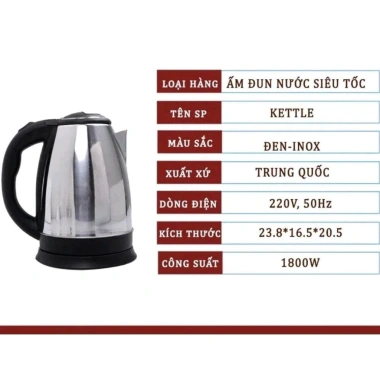 Ấm Siêu Tốc Inox 1.8L 1.800W - Đun Nước Nhanh, Tự Ngắt An Toàn, Giá 99.000₫ 8