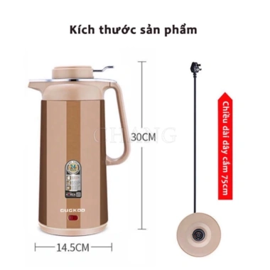 Ấm siêu tốc inox 304 Cuckoo GD ST30 2L 1.500W - Giữ nhiệt, phích nhanh, 169k