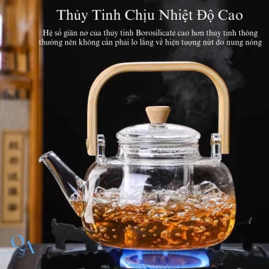 Ấm Thủy Tinh Chịu Nhiệt 900ml Đun Trực Tiếp Trên Bếp Gas & Hồng Ngoại - Ưu Đãi 225k