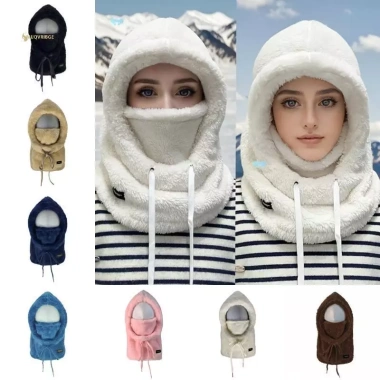 Ấm tích hợp khăn mặt và mũ lông cừu chống gió lạnh, thích hợp đi xe đạp - Giá 80.028 VND