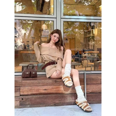 Ấm Trà Lông Dép Nữ Đế Dày Thu Đông 2.025 – Retro Casual Birkenstock Nửa Dép, Giá ưu đãi 546k 4