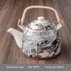 Ấm Trà Sứ Cỡ Lớn Làm Mát Đồ Dùng Cầm Chùm Cổ Điển Gốm Sứ Trắng Xanh 5