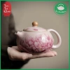 Ấm trà sứ Thanh Hóa men rạn họa tiết mẫu đơn 180ml mẫu hồng nhạt giá ưu đãi 2