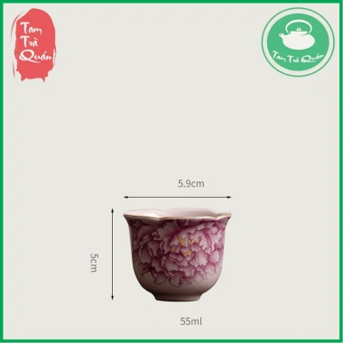 Ấm trà sứ Thanh Hóa men rạn họa tiết mẫu đơn 180ml mẫu hồng nhạt giá ưu đãi