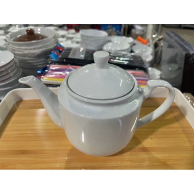 Ấm trà vuông Ck trắng 1L siêu to, an toàn cho gia đình và nhà hàng, giá ưu đãi 140.000₫