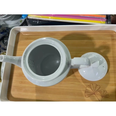 Ấm trà vuông Ck trắng 1L siêu to, an toàn cho gia đình và nhà hàng, giá ưu đãi 140.000₫