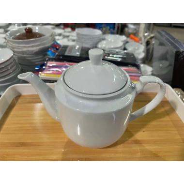 Ấm trà vuông Ck trắng 1L siêu to, an toàn cho gia đình và nhà hàng, giá ưu đãi 140.000₫