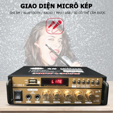 Ampli Mini Loa Amly Bluetooth BT-198B 600W Karaoke Gia Đình Xe Ô Tô Giá Ưu Đãi 400k