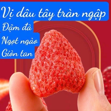 Ăn Vặt Healthy Dâu Tây Sấy 100gr - Giòn Tan, Loại 1, Trái Siêu To, Giá 85.500₫