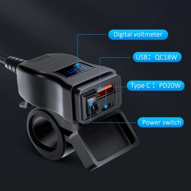 Anchtek Bộ chuyển đổi sạc xe máy 12V USB-PD chống nước, cổng nhanh 3.0 cho Switch, Moto & điện thoại - Giá chỉ 150.202 VND