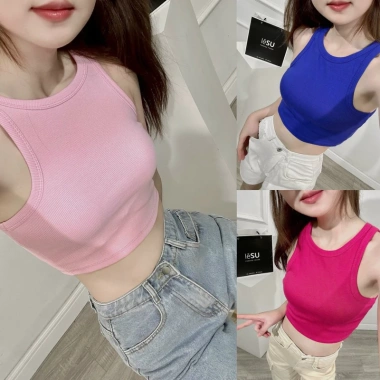 Ảnh Tự Chụp Croptop 3 Lỗ Thun Trơn – Kiểu Dáng Nữ Thời Trang, Giá Ưu Đãi 109.000₫