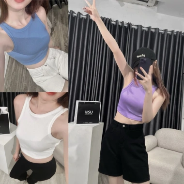 Ảnh Tự Chụp Croptop 3 Lỗ Thun Trơn – Kiểu Dáng Nữ Thời Trang, Giá Ưu Đãi 109.000₫