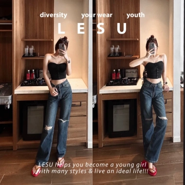 Ảnh tự chụp Quần jeans Culottes cotton rách xẻ 2 gối dài 105cm - Giá chỉ 375.000đ