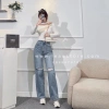 Ảnh tự chụp Quần jeans Culottes cotton rách xẻ 2 gối dài 105cm - Giá chỉ 375.000đ 4
