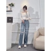 Ảnh tự chụp Quần jeans Culottes cotton rách xẻ 2 gối dài 105cm - Giá chỉ 375.000đ 9