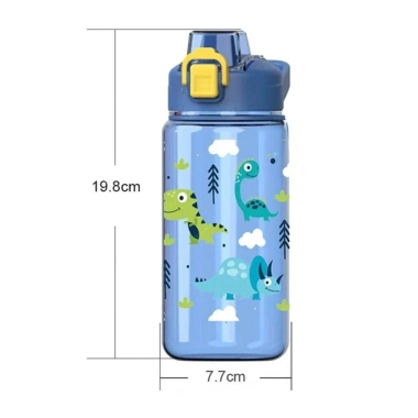 ANHUITYJ Bình Nước Khủng Long 600ml Trẻ Em - Cốc Ống Hút Silicon Chống Rò Rỉ