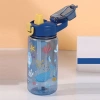 ANHUITYJ Bình Nước Khủng Long 600ml Trẻ Em - Cốc Ống Hút Silicon Chống Rò Rỉ 5