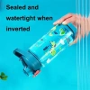 ANHUITYJ Bình Nước Khủng Long 600ml Trẻ Em - Cốc Ống Hút Silicon Chống Rò Rỉ 6