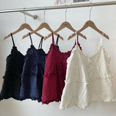 Áo 2S Chấm Bi Babydoll Dáng Rộng Hai Dây Nữ Tiểu Thư Phối Bèo - Giá Ưu Đãi 155k