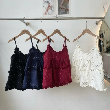 Áo 2S Chấm Bi Babydoll Dáng Rộng Hai Dây Nữ Tiểu Thư Phối Bèo - Giá Ưu Đãi 155k