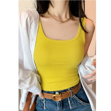Áo 3 lỗ nữ cuộn cổ vuông dáng ngắn xinh sexy - Giá chỉ 56.800₫, giảm mạnh 7