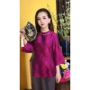Áo bà ba cổ Tết tơ tằm cao cấp tay lỡ khoá sau, màu độc lạ sang trọng - 550k 4