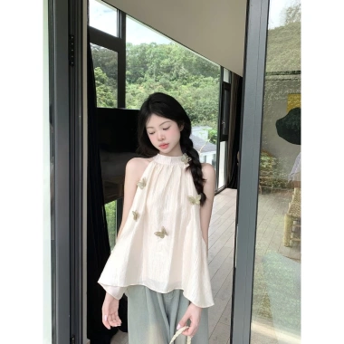 Áo Ba Chiều Bướm Voan Cổ Treo Che Bụng Rộng Rãi, Hở Vai Không Tay - Giá 250k