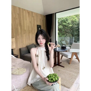 Áo Ba Chiều Bướm Voan Cổ Treo Che Bụng Rộng Rãi, Hở Vai Không Tay - Giá 250k