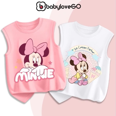 Áo ba lỗ bé gái BabyloveGO thun cotton mềm nhẹ thoáng mát, in chuột Mickey - 89.000₫