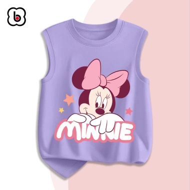 Áo ba lỗ bé gái BabyloveGO thun cotton mềm nhẹ thoáng mát, in chuột Mickey - 89.000₫