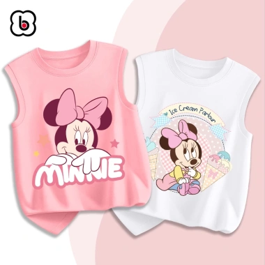 Áo ba lỗ bé gái BabyloveGO thun cotton mềm nhẹ thoáng mát, in chuột Mickey - 89.000₫