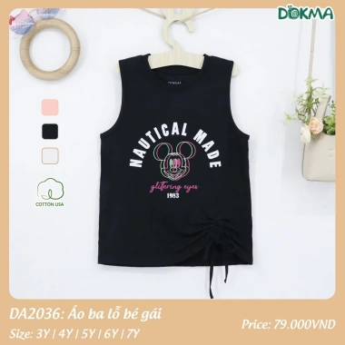 Áo Ba Lỗ Dokma Bé Gái 11-25kg Thoáng Mát - Giá chỉ 75.000đ, giảm từ 92.250đ