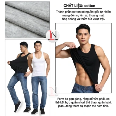 Áo ba lỗ nam, áo lót co giãn thấm mồ hôi, cotton siêu thoáng mát - 39.900đ