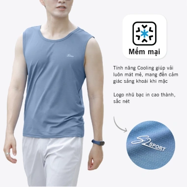 Áo ba lỗ nam S2 SPORT, thun lạnh COOLMAX, thoáng khí, sát nách, khoẻ khoắn – 118.000₫