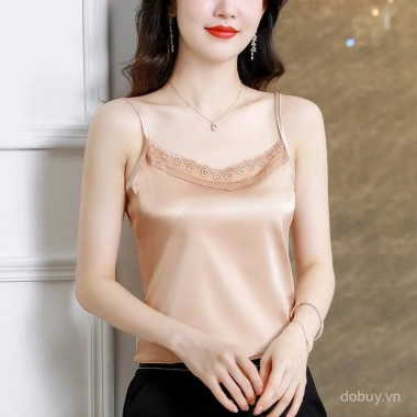 Áo ba lỗ nữ không tay vải sa tanh viền ren mùa hè – Ngoại cỡ sành điệu, phù hợp bộ com lê, giá 166.723₫ 3