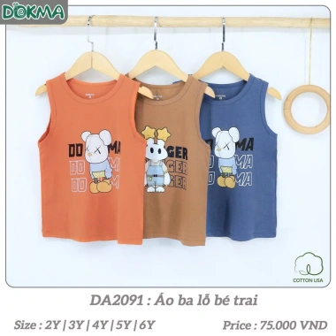 Áo ba lỗ sát nách cotton bé trai 11-23kg 2-7Y - Thể thao, giảm giá 75.000 VND 2