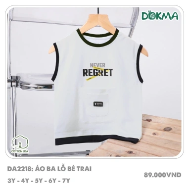 Áo ba lỗ sát nách cotton bé trai 11-23kg 2-7Y - Thể thao, giảm giá 75.000 VND 5