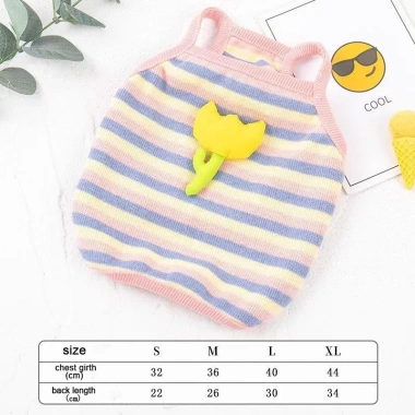 Áo ba lỗ sọc màu thoáng khí cho mèo chó nhỏ - họa tiết hoa tulip 3D, có sẵn, mặc quanh năm, giá ưu đãi 182.964₫