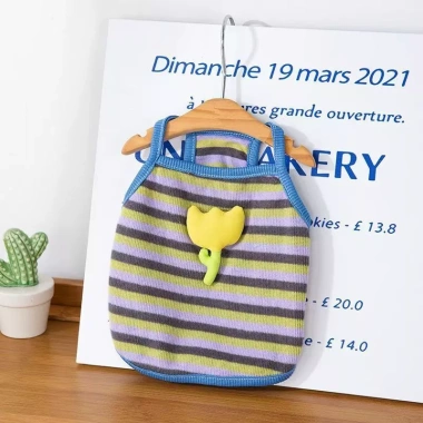 Áo ba lỗ sọc màu thoáng khí cho mèo chó nhỏ - họa tiết hoa tulip 3D, có sẵn, mặc quanh năm, giá ưu đãi 182.964₫