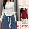 Áo Babytee Dài Tay Cổ Cúc Nữ Form Ôm Xinh Phong Cách Hàn Quốc Vải Mềm Mịn 51.940₫