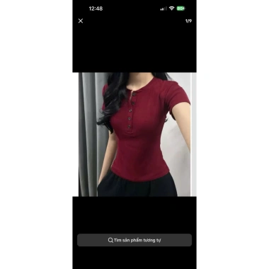 Áo Babytee Dài Tay Cổ Cúc Nữ Form Ôm Xinh Phong Cách Hàn Quốc Vải Mềm Mịn 51.940₫
